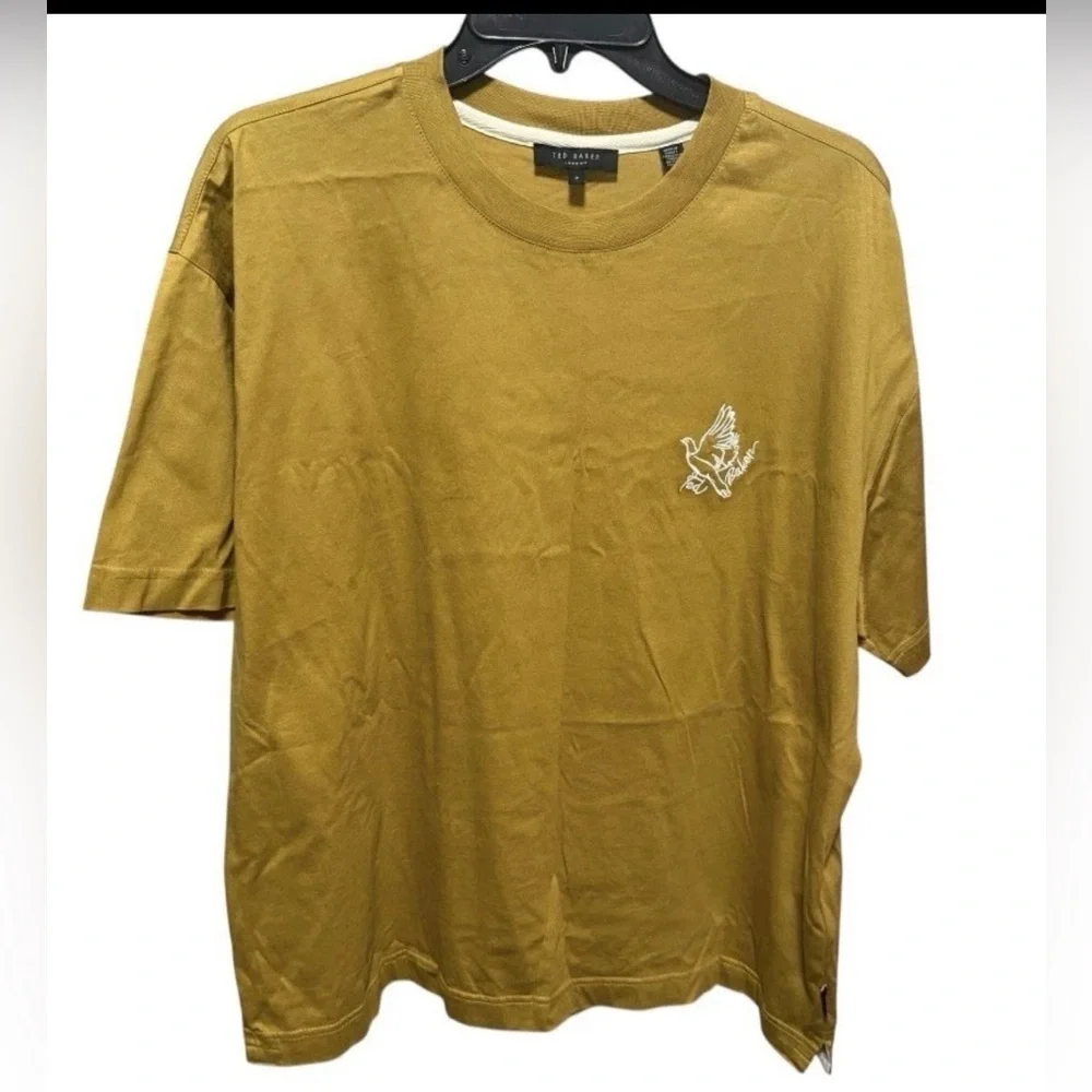 Ted Baker London Andam Embroidered Dove Graphic Tee yellow Mustard Size 3 US M